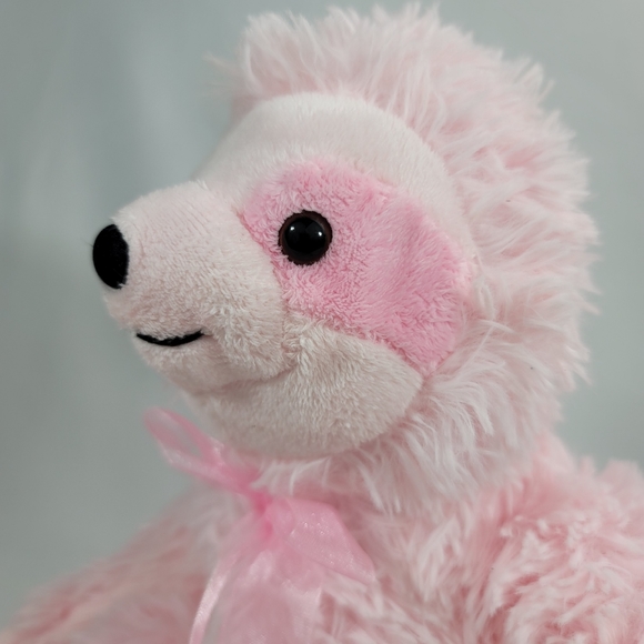 Dandee Pink Sitting Sloth Plush Plushie Stuffed Animal Toy Bow Valentine Lovey - Picture 2 of 13